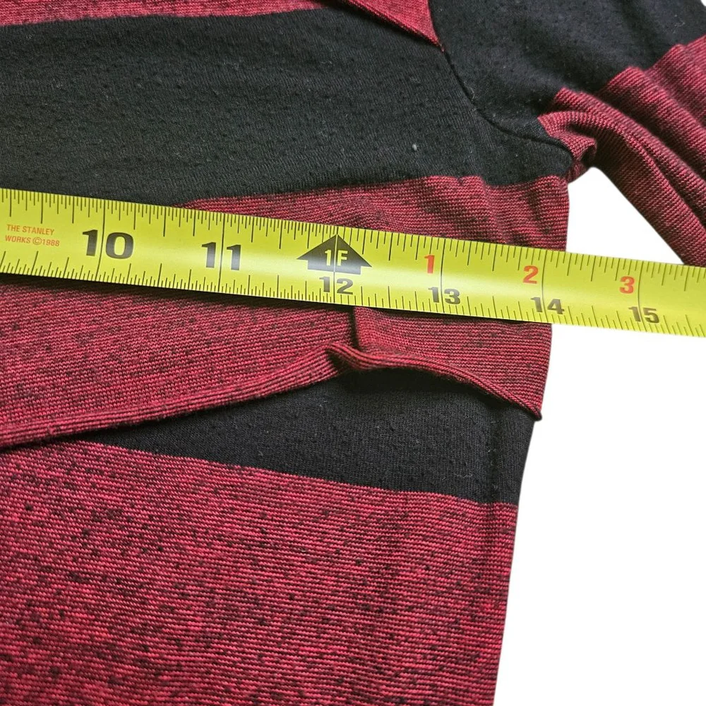 Venus Small Red Black Stripe Layered Long Sleeve Top - Picture 5 of 7